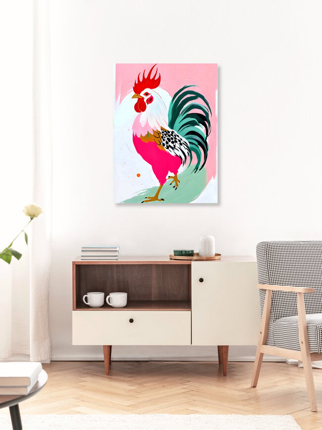 Rooster, India – wall art by Uma Gokhale as Poster or Acrylic Glass Print