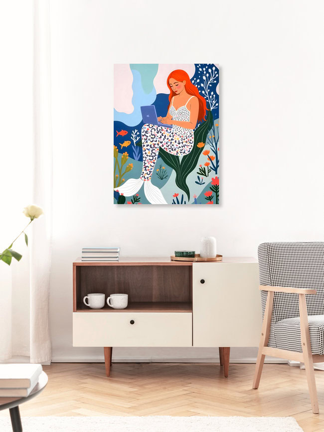 Wandbild 'Work From Home' – Kunst von Uma Gokhale als Poster oder Acrylglasbild