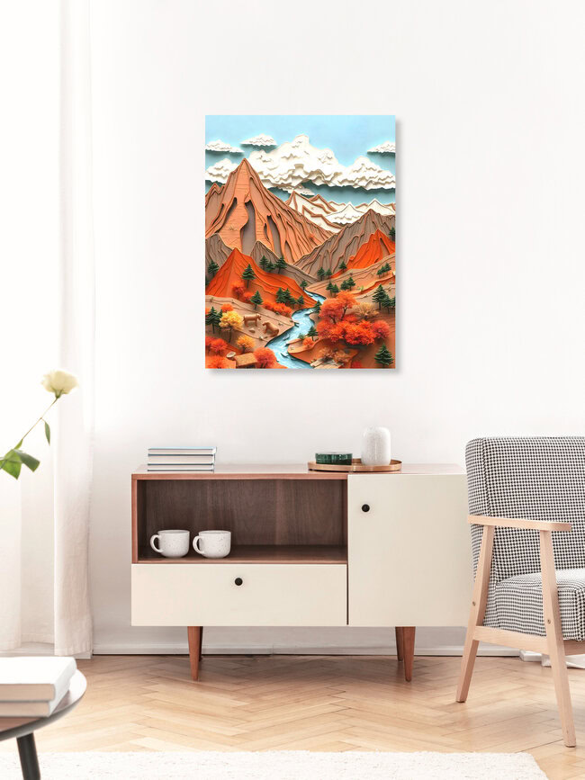 'Assemblage 03: Orange Mountains' – Wall Art by Uma Gokhale as Poster or Acrylic Glass Print
