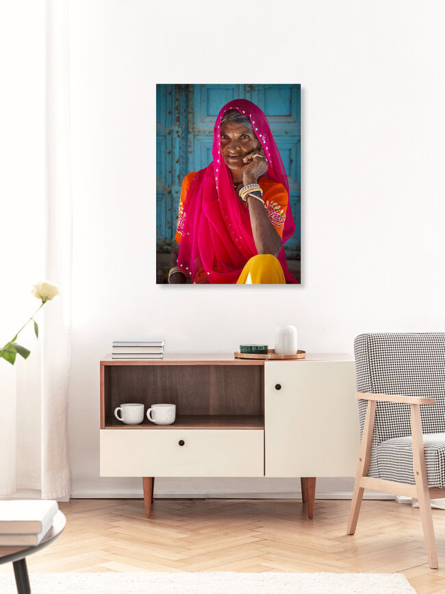 Portrait einer indischen Frau, India – wall art by Jens Benninghofen as Poster or Acrylic Glass Print