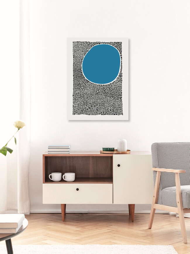 Wandbild 'Blue City Lake Abstract' – Kunst von Fox And Velvet als Poster oder Acrylglasbild