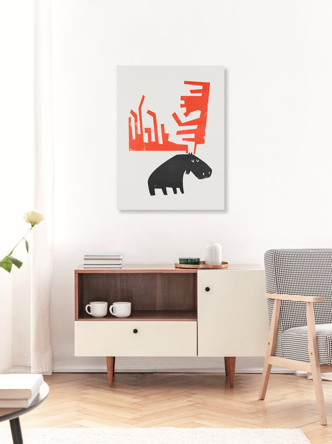 Wandbild 'Grumpy Moose' – Kunst von Fox And Velvet als Poster oder Acrylglasbild