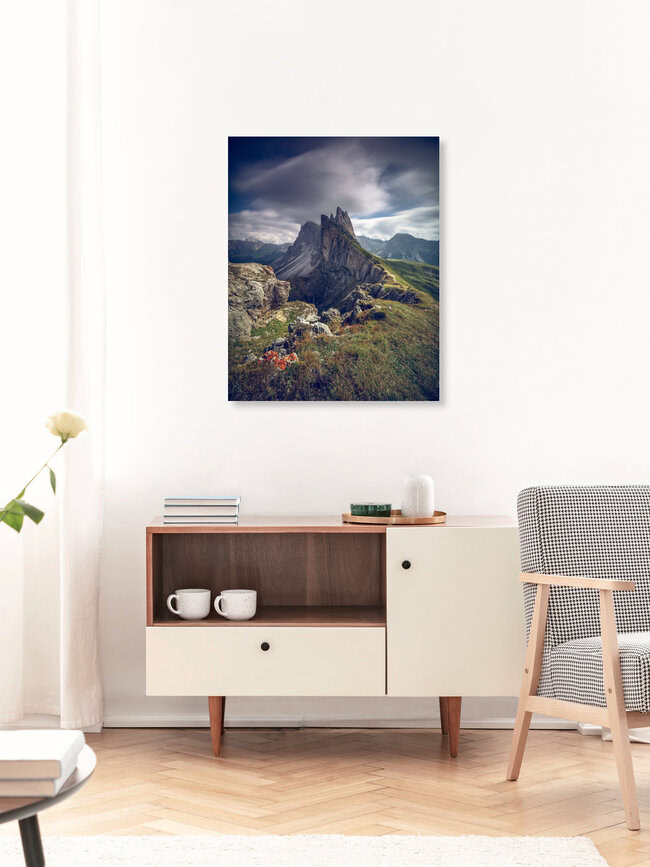 Profile of Odle group, Italy – wall art by Franz Sussbauer as Poster or Acrylic Glass Print