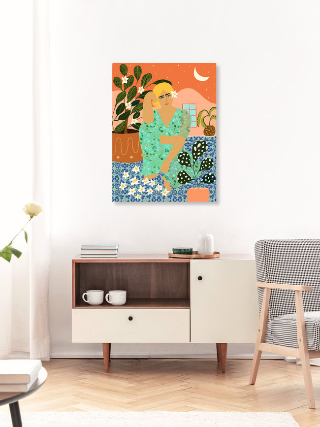 Wandbild 'Flower Collector' – Kunst von Uma Gokhale als Poster oder Acrylglasbild
