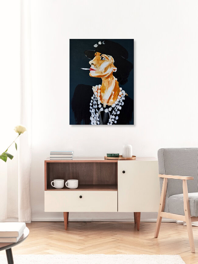 Wandbild 'Coco Chanel' – Kunst von Diego Muinegi & Yana Gubinskaya als Poster oder Acrylglasbild