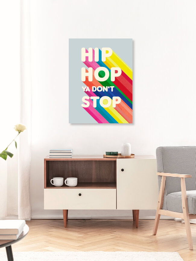 'Hip Hop Ya don't stop typography' – Wall Art by Ania Więcław as Poster or Acrylic Glass Print