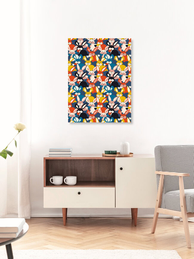 Wandbild 'COLORED RABBIT PATTERN' – Kunst von Ania Więcław als Poster oder Acrylglasbild
