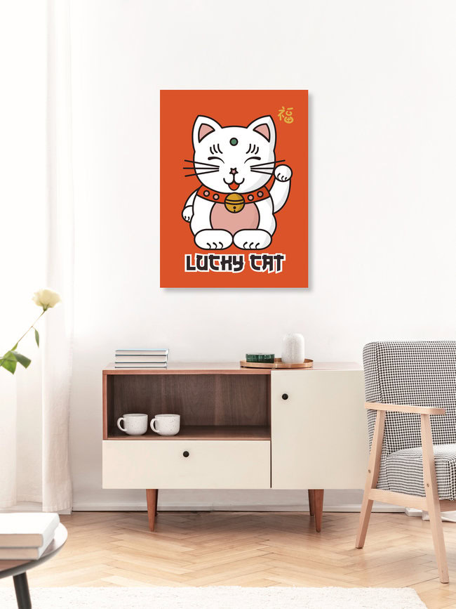 Wandbild 'Lucky Cat' – Kunst von Ania Więcław als Poster oder Acrylglasbild