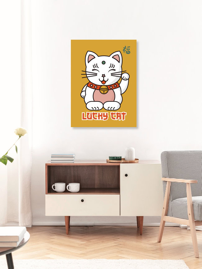 Wandbild 'Lucky Cat no2' – Kunst von Ania Więcław als Poster oder Acrylglasbild