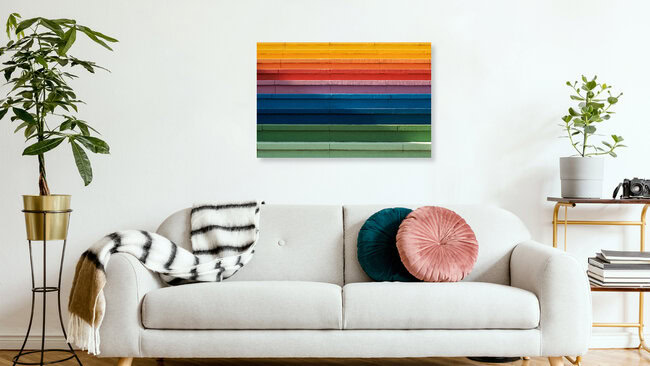 Rainbow Stairs, China – Fotokunst von AJ Schokora als Poster oder Acrylglasbild