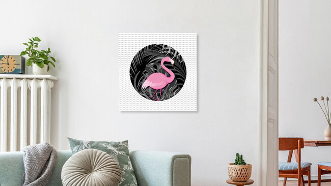 Wandbild 'Tropical flamingo' – Kunst von Loulou von Glup als Poster oder Acrylglasbild