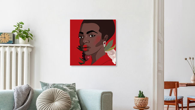 'Portrait n°2 : Black woman' – Wall Art by Helene Boutanos as Poster or Acrylic Glass Print