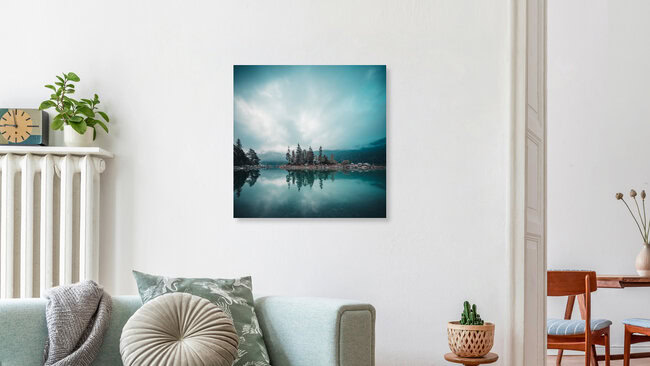 Lake Eibsee at blue hour, Germany – wall art by Franz Sussbauer as Poster or Acrylic Glass Print