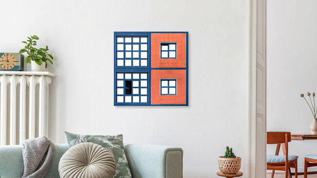 Quadrate blau und orange, (country) – wall art by Stephan Rückert as Poster or Acrylic Glass Print