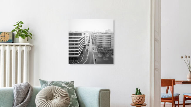 Ausblick Hafen City von der Elbphilharmonie Plaza, Hamburg, Deutschland – Fotokunst von Dennis Wehrmann als Poster oder Acrylglasbild