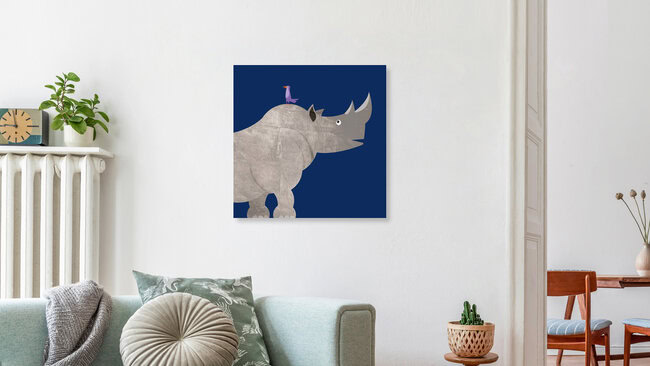 'Kids Room Rhinoceros – Illustration for Children' – Wall Art by Pia Kolle as Poster or Acrylic Glass Print
