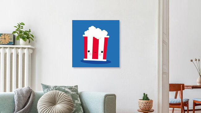 Wandbild 'Kinderzimmerbild Kawaii Popcorn' – Kunst von Pia Kolle als Poster oder Acrylglasbild
