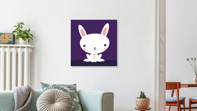 Wandbild 'Kinderzimmerbild Kawaii Hase' – Kunst von Pia Kolle als Poster oder Acrylglasbild