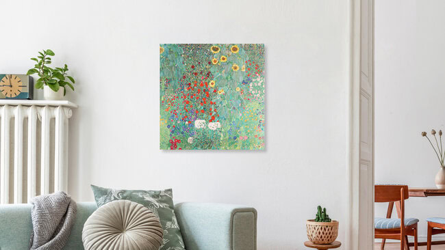 Wandbild 'Gustav Klimt: Bauerngarten mit Sonnenblumen' – Kunst von Art Classics als Poster oder Acrylglasbild