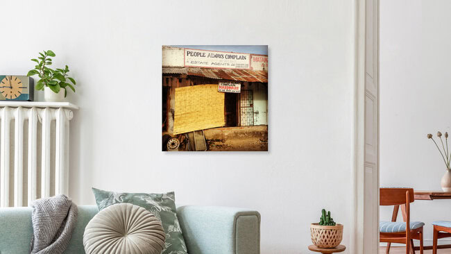 Best shop name in the world, Malawi – wall art by Bob Kelly as Poster or Acrylic Glass Print