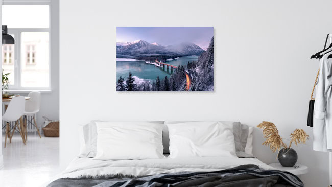 Sylvensteinsee im Winter I, Deutschland – Fotokunst von Franz Sussbauer als Poster oder Acrylglasbild