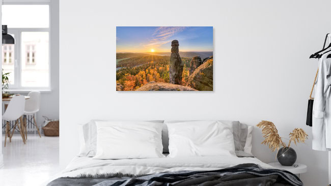 Barbarine in der Sächsischen Schweiz bei Sonnenaufgang, Deutschland – Fotokunst von Michael Valjak als Poster oder Acrylglasbild