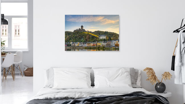Sonnenuntergang in Cochem, Deutschland – Fotokunst von Michael Valjak als Poster oder Acrylglasbild