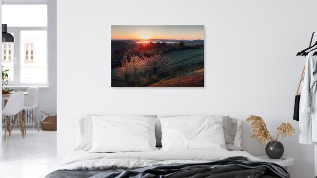 Sonnenaufgang im Hinterland, Deutschland – Fotokunst von Maximilian Fischer als Poster oder Acrylglasbild