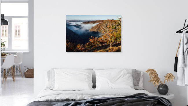 Autumn fog in the Bode Valley, Germany – wall art by Maximilian Fischer as Poster or Acrylic Glass Print