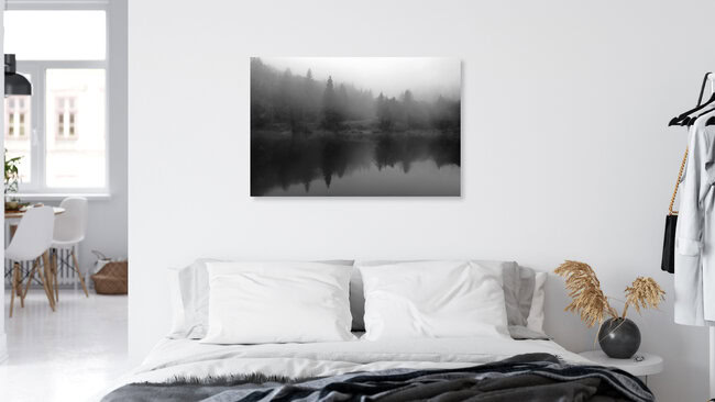 Evening fog at the lake, Germany – wall art by Michaela Ertelt as Poster or Acrylic Glass Print