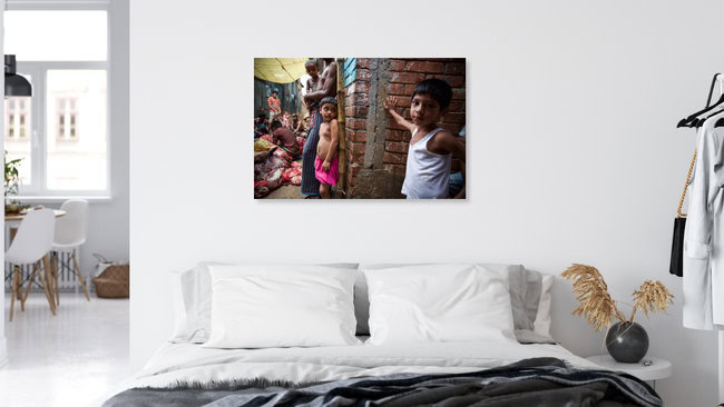 Slum, Bangladesh – Fotokunst von Miro May als Poster oder Acrylglasbild