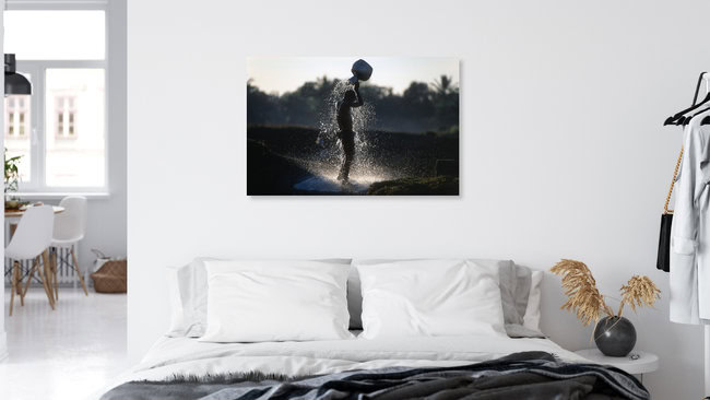 Am Dorfweiher, Myanmar – Fotokunst von Martin Seeliger als Poster oder Acrylglasbild