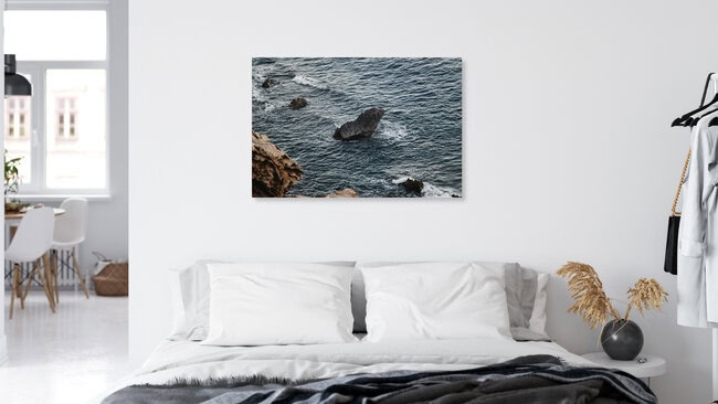 Felsen im Mittelmeer an der Küste Formentera, Spanien – Fotokunst von Nadja Jacke als Poster oder Acrylglasbild
