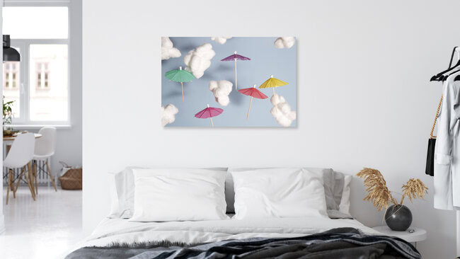 Sky umbrellas, Belgien – Fotokunst von Loulou von Glup als Poster oder Acrylglasbild