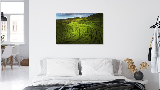 Indonesische Teeplantage auf Java, Indonesien – Fotokunst von Jean Claude Castor als Poster oder Acrylglasbild