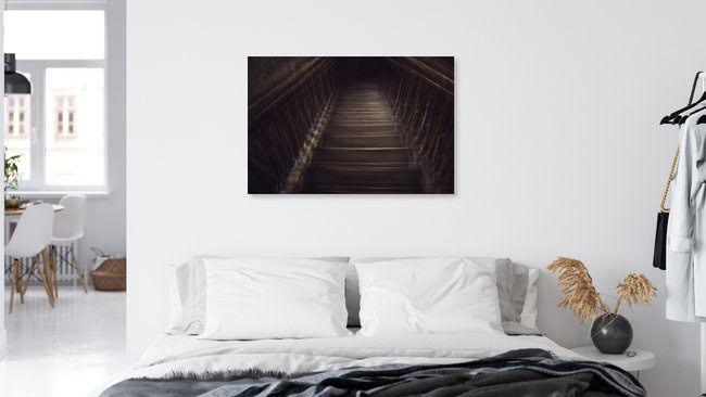 Holztreppen abwärts, Deutschland – Fotokunst von Nadja Jacke als Poster oder Acrylglasbild