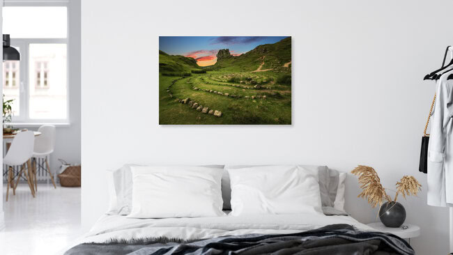 Fairy Glen Sunset on the Isle of Skye, United Kingdom – wall art by Jean Claude Castor as Poster or Acrylic Glass Print