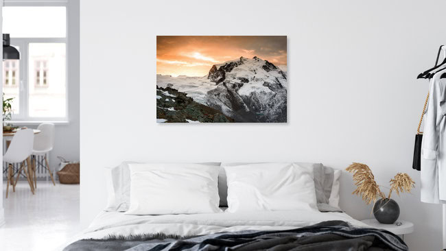 Monte Rosa bei Sonnenaufgang, Schweiz – Fotokunst von Peter Wey als Poster oder Acrylglasbild