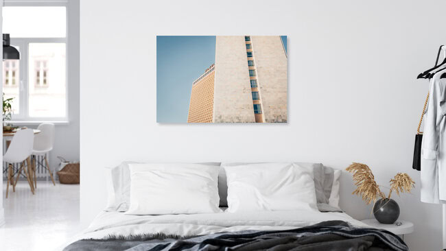 Sowjetische Architekturperle: Hotel Uzbekistan, Taschkent, Usbekistan – Fotokunst von Eva Stadler als Poster oder Acrylglasbild