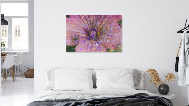 Farbenfrohe Blumenwiese mit Bechermalve, Deutschland – Fotokunst von Nadja Jacke als Poster oder Acrylglasbild
