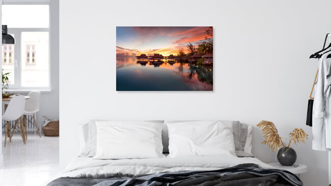 Romantic sunset on Bora Bora in French Polynesia, French Polynesia – wall art by Jan Becke as Poster or Acrylic Glass Print
