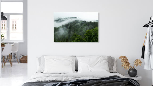 Nebelverhangene Berg Wälder, Deutschland – Fotokunst von Oliver Henze als Poster oder Acrylglasbild