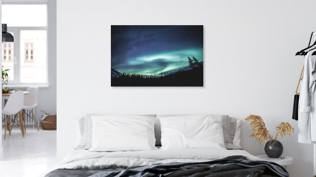 Nordlichtnacht, Norwegen – Fotokunst von Sebastian Worm als Poster oder Acrylglasbild