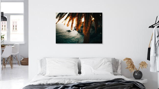 Sunset Palm Trees at the Ligurian Coast, Italy, Italy – wall art by Marco Leiter as Poster or Acrylic Glass Print