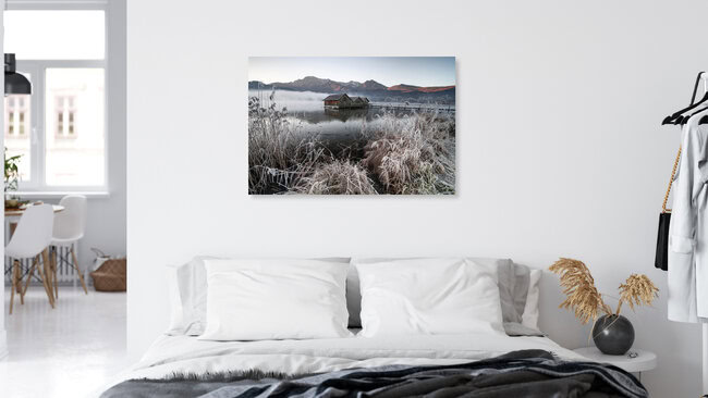Die drei Hütten am Kochelsee I, Deutschland – Fotokunst von Franz Sussbauer als Poster oder Acrylglasbild