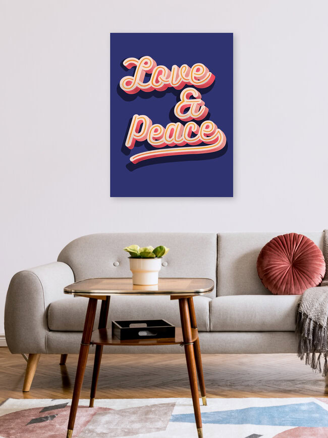 Wandbild 'Love and Peace typography' – Kunst von Ania Więcław als Poster oder Acrylglasbild