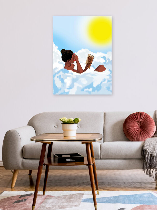 Wandbild 'Reading on Clouds' – Kunst von Uma Gokhale als Poster oder Acrylglasbild