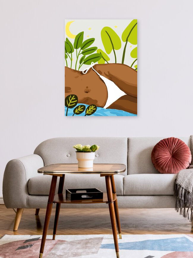 Wandbild 'Is it Summer yet Modern Bohemian Black Woman' – Kunst von Uma Gokhale als Poster oder Acrylglasbild