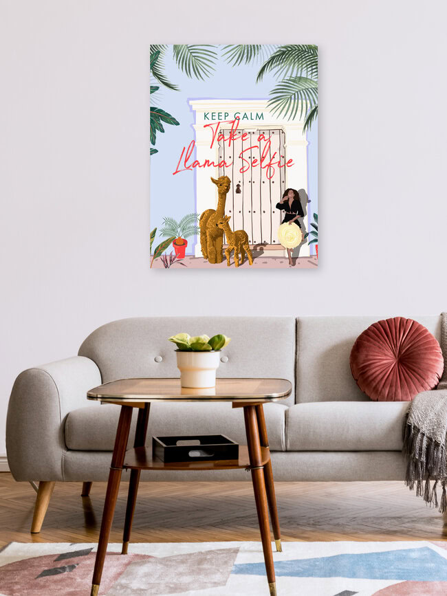 Wandbild 'Llama Selfie' – Kunst von Uma Gokhale als Poster oder Acrylglasbild