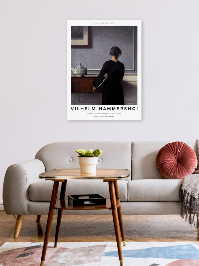 Wandbild 'Vilhelm Hammershøi: Interieur mit Rueckenansicht einer Frau' – Kunst von Art Classics als Poster oder Acrylglasbild